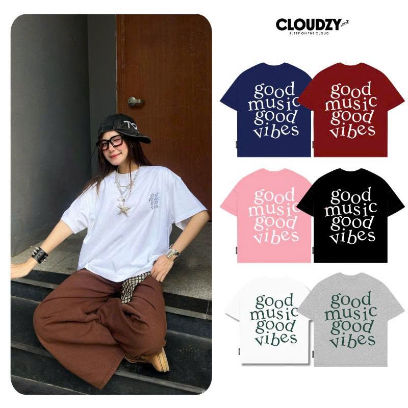 Áo thun boxy tee local brand Cloudzy unisex phông tay lỡ nữ cotton phối màu form rộng boxy VIBE