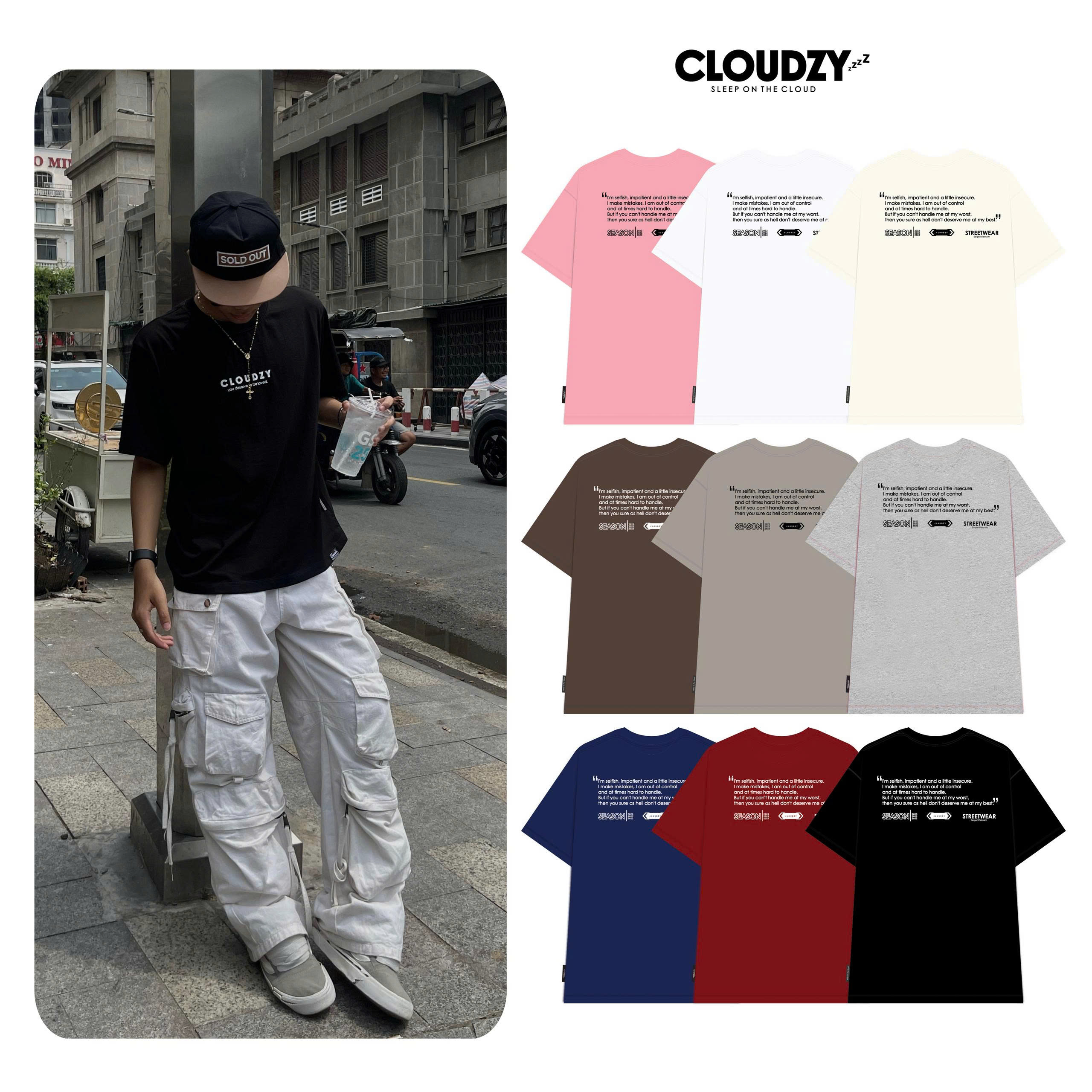 Áo thun nữ nam unisex tay lỡ phông local brand form rộng teen cổ tròn oversize CLOUDZY BE LOVED