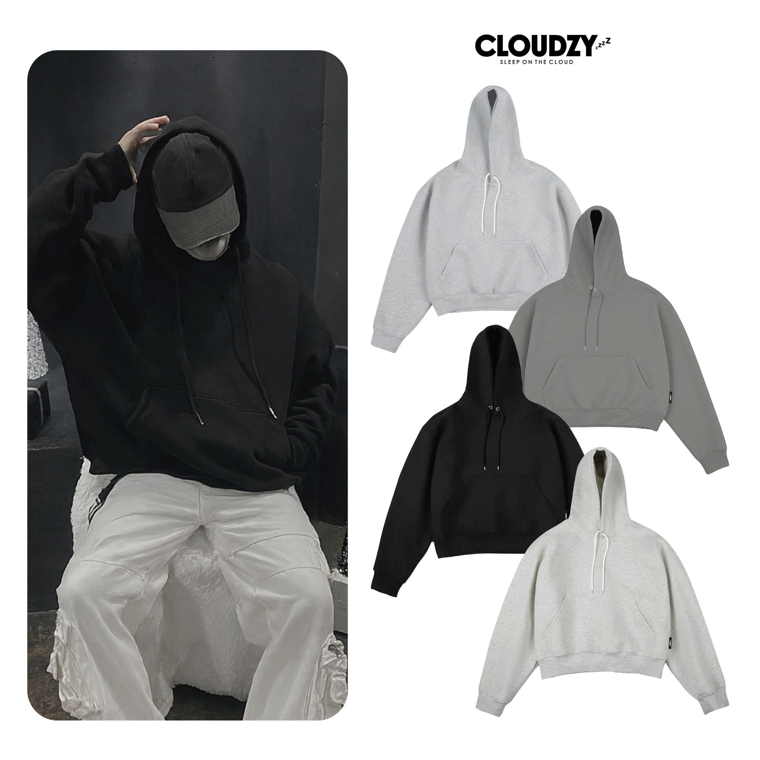 Áo khoác hoodie boxy nam nữ local brand HD BOXY TRƠN unisex form rộng nỉ bông dày mũ to 2 lớp basic