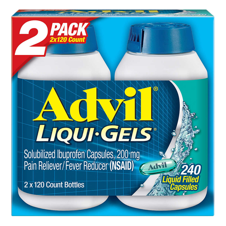 SET 2 HỘP VIÊN UỐNG GIẢM ĐAU HẠ SỐT DẠNG GEL ADVIL LIQUI GELS IBUPROFEN 200MG HỘP 120 VIÊN NANG ( SÉT 2 HỘP TỔNG 240 VIÊN )