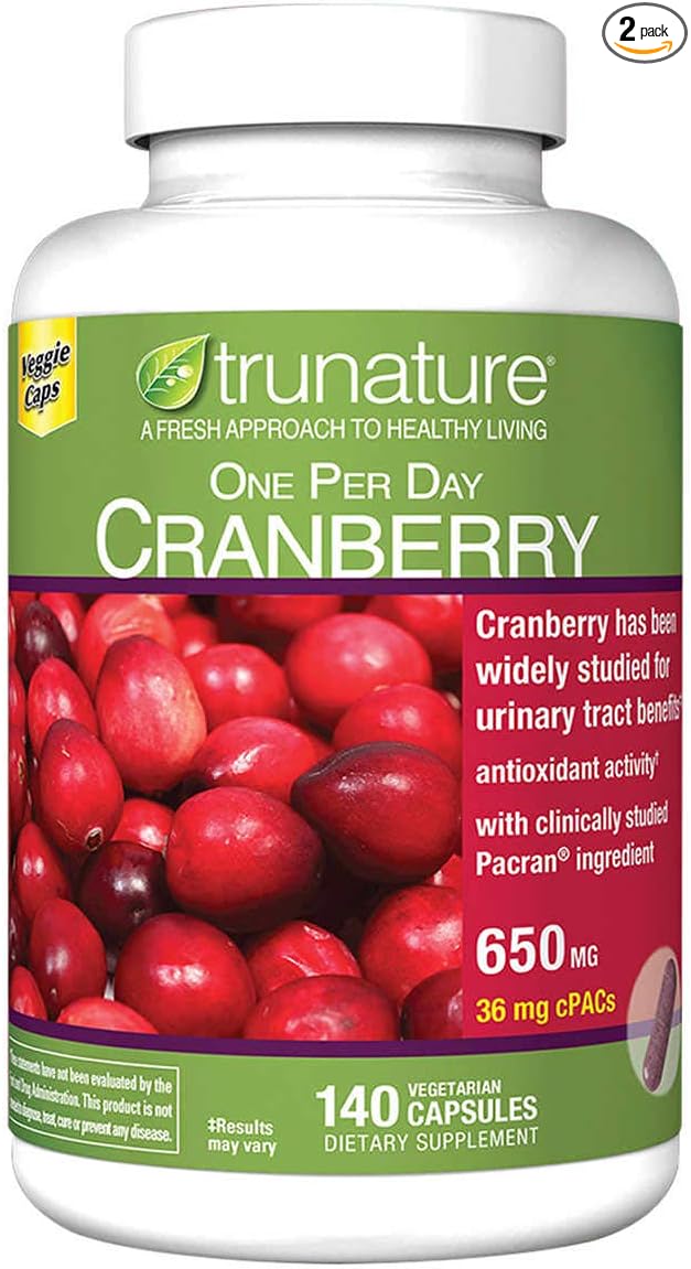 VIÊN UỐNG HỖ TRỢ DƯỜNG TIẾT NIỆU TRUNATURE CRANBERRY 650MG ( HỘP 140 VIÊN NANG )