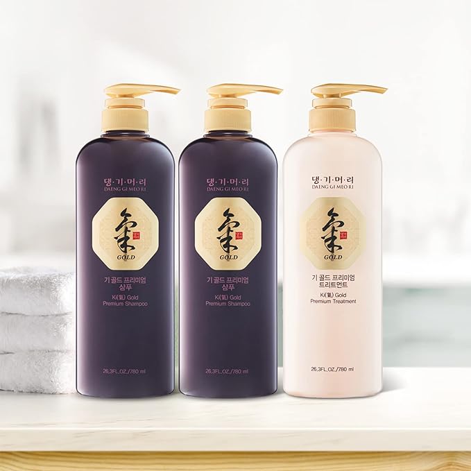 BỘ DẦU GỘI, XẢ CHĂM SÓC TÓC CAO CẤP DAENG GI MEO RI KI GOLD PREMIUM HAIR SET ( 2 CHAI GỘI x 780ML, 1 CHAI XẢ TRỊ LIỆU x 780ML )