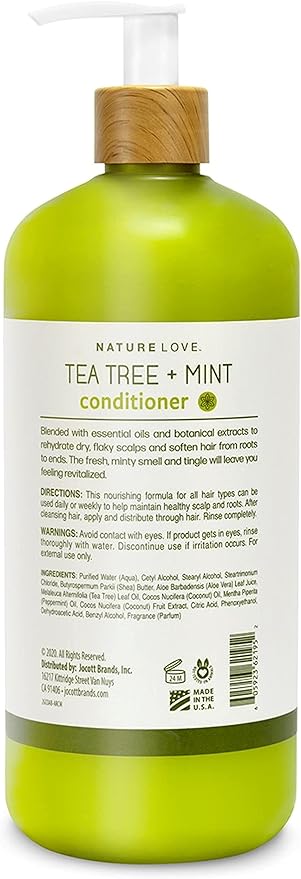 DẦU XẢ THANH LỌC, PHỤC HỒI CHO MỌI LOẠI TÓC VỚI CHIẾT XUẤT TINH DẦU TRÀ TRÀM VÀ BẠC HÀ NATURE LOVE TEA TREE + MINT CONDITIONER 739ML