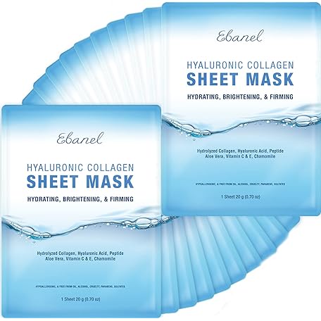 SÉT 5 MẶT NẠ GIẤY DƯỠNG ẨM SÂU, CHỐNG LÃO HÓA LÀM SÁNG VÀ SĂN CHẮC LÀN DA VỚI COLLAGEN, EBANEL HYALURONIC COLAGEN SHEET MASK HYDRATING, BRIGHTENIG, & FIRMING  ( 1 MIẾNG 20 GR )