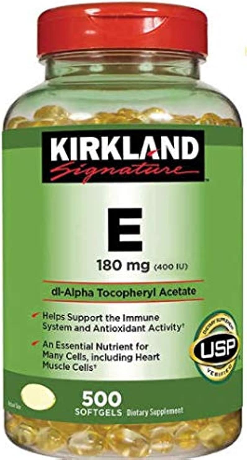 VIÊN UỐNG BỔ SUNG VITAMIN E CHỐNG LÃO HÓA HỖ TRỢ LÀM ĐẸP DA, KIRKLAND SIGNATURE E 180MG ( 400 IU ) HỘP 500 VIÊN NANG MỀM
