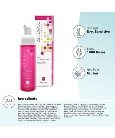 SỮA RỬA MẶT TẠO BỌT VỚI TÊ BÀO GỐC HOA HỒNG CHO LÀN DA NHẠY CẢM ANDALOU NATURALS CLEANSING FOAM WITH ROSE STEM CELLS SENSITIVE 163ML