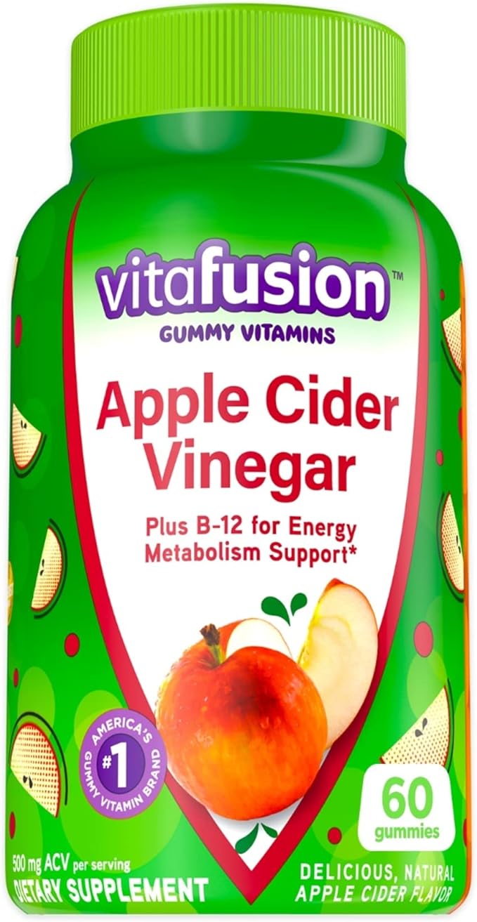 KẸO DẺO GIẤM TÁO HỖ TRỢ TIÊU HÓA VÀ GIẢM CÂN VITAFUSION APPLE CIDER VINEGAR ( HỘP 60 VIÊN KẸO DẺO MỀM )
