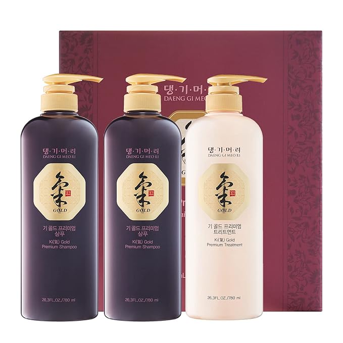 BỘ DẦU GỘI, XẢ CHĂM SÓC TÓC CAO CẤP DAENG GI MEO RI KI GOLD PREMIUM HAIR SET ( 2 CHAI GỘI x 780ML, 1 CHAI XẢ TRỊ LIỆU x 780ML )
