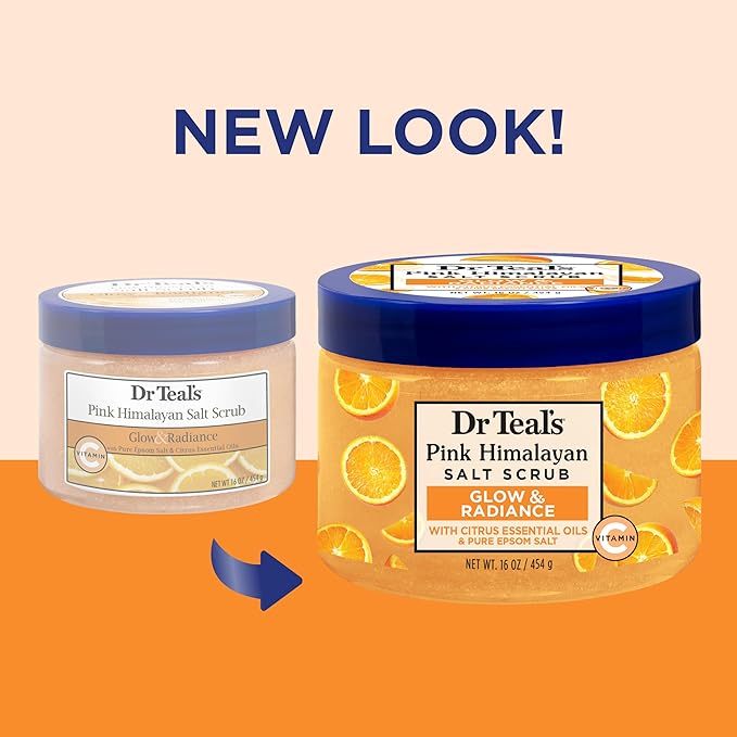 DUNG DỊCH MUỐI TẮM TẨY TẾ BÀO CHẾT, DƯỠNG ẨM, GIÚP THƯ GIÃN GIẢM ĐAU NHỨC, CĂNG THẲNG MỆT MỎI VỚI HƯƠNG CAM QUÝT, DR TEAL'S PINK HIMALAYAN SALT SCRUB  WITH CITRUS ESSENTIAL OILS & PURE EPSOM SALT 454GR