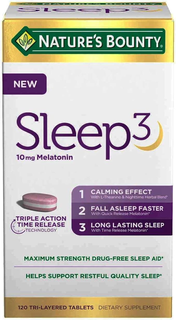 VIÊN UỐNG HỖ TRỢ GIẤC NGỦ NATURE'S BOUNTY SLEEP3 10MG MELATONIN MAXIMUM STRENGTH HỘP 120 VIÊN