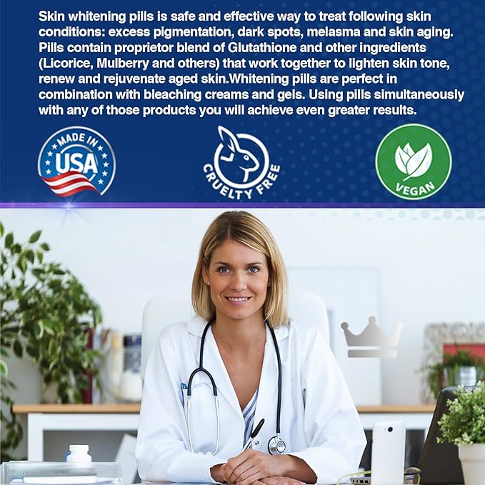 VIÊN UỐNG TRẮNG DA MỜ NÁM, TRỊ THÂM SẠM, SẸO MỤN, CHỐNG TĂNG SẮC TỐ VÀ LÃO HÓA DA  SKIN WHITENING GLUTATHIONE 2000MG( HỘP 120 VIÊN CON NHỘNG THUẦN CHAY )