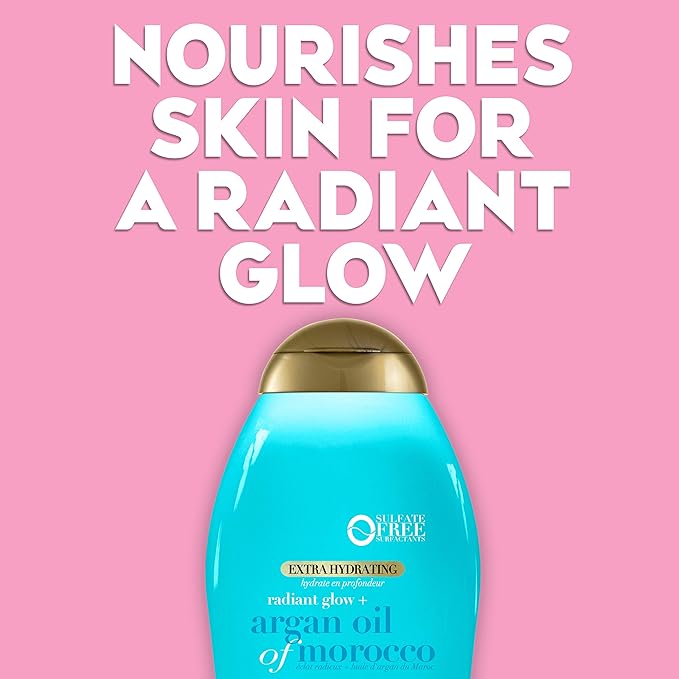 SỮA TẮM DƯỠNG ẨM VỚI DẦU ARGAN, OGX EXTRA HYDRATING RADIANT GLOW ARGAN OIL OF MOROCCO BODY WASH 577ML