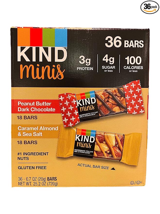 Hạt Hữu Cơ Mix 2 Vị Protein Kind Minis 36 Bars 720gr/ Peanut Butter Dark Chocolate & Caramel Almond & Sea Salt