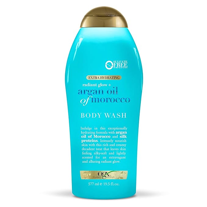 SỮA TẮM DƯỠNG ẨM VỚI DẦU ARGAN, OGX EXTRA HYDRATING RADIANT GLOW ARGAN OIL OF MOROCCO BODY WASH 577ML