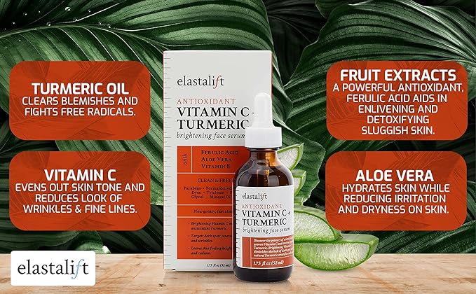 SERUM CHỐNG LÃO HÓA, NĂNG CƠ LÀM SÁNG TRỊ THÂM VÀ CHỐNG OXY HÓA LÀN DA VỚI VITAMIN C VÀ NGHỆ, ELASTALIFT ANTIOXIDANT VITAMIN C+ TURMERIC BRIGHTENING FACE SERUM ( CHAI 52ML )