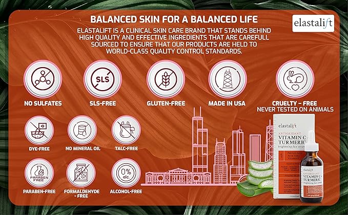 SERUM CHỐNG LÃO HÓA, NĂNG CƠ LÀM SÁNG TRỊ THÂM VÀ CHỐNG OXY HÓA LÀN DA VỚI VITAMIN C VÀ NGHỆ, ELASTALIFT ANTIOXIDANT VITAMIN C+ TURMERIC BRIGHTENING FACE SERUM ( CHAI 52ML )