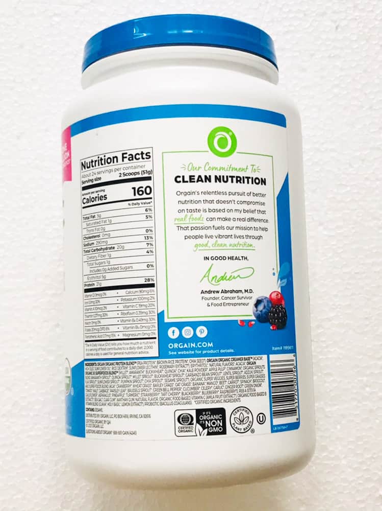 BỘT UỐNG BỔ SUNG CHẤT ĐẠM  ( PROTEIN ) HỮU CƠ THUẦN CHAY HƯƠNG VANI, ORGAIN ORGANIC PROTEIN VANILLA ( HỘP 1.22KG )