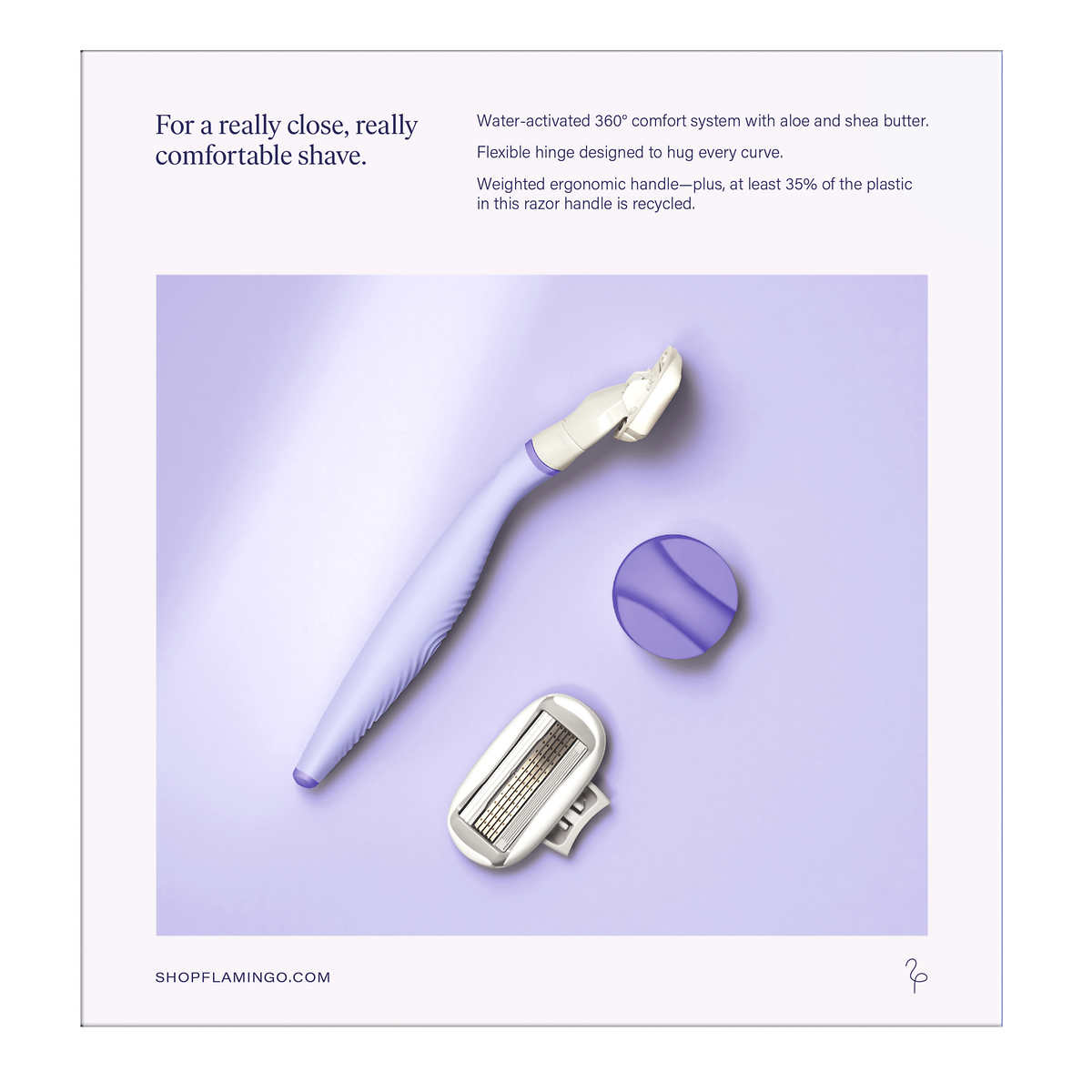 BỘ DAO CẠO NỮ 5 LƯỠI KÉP FLAMINGO SHAVE KIT LILAC GỒM 1 DAO CẠO, 13 LƯỠI THAY THẾ , 1 GIÁ ĐỠ DAO GẮN TƯỜNG g