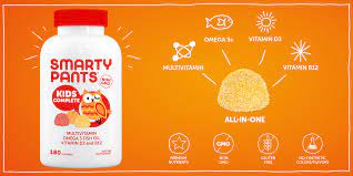 KẸO DẺO DINH DƯỠNG  BỔ SUNG VITAMIN TỔNG HỢP CHO TRẺ EM SMARTY PANTS KIDS FORMULA MULTIVITAMIN OMEGA 3 FISH OIL, VITAMIN D3 AND CHOLINE ( HỘP 180 VIÊN )