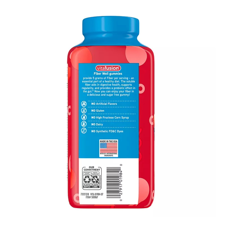 KẸO BỔ SUNG CHẤT XƠ KHÔNG ĐƯỜNG VITAFUSION FIBER WELL GUMMIES SUGAR FREE HỘP 220 VIÊN
