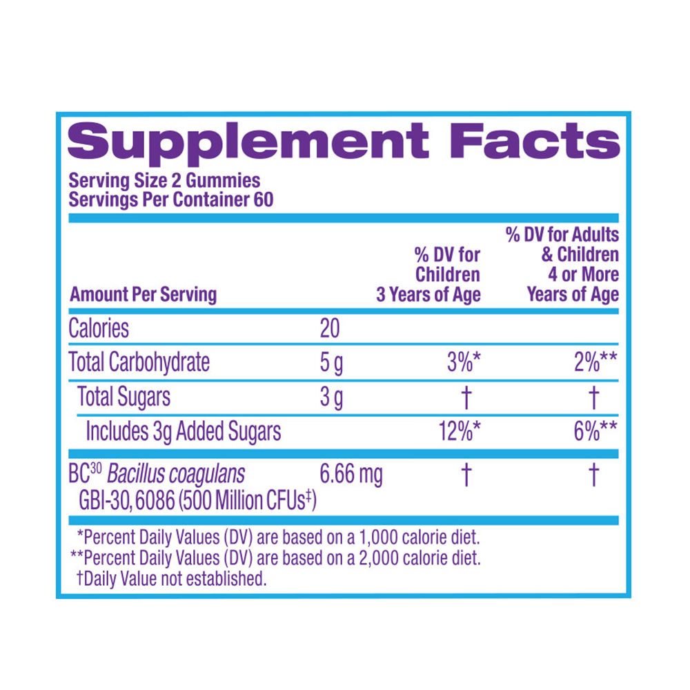 KẸO DẺO HỖ TRỢ TIÊU HÓA CHO TRẺ EM TỪ 3 TUỔI TRỞ LÊN VÀ NGƯỜI LỚN SCHIFF DIGESTIVE ADVANTAGE DAILYPOBIOTICS