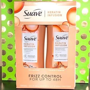 CẶP DẦU GỘI, XẢ PHỤC HỒI GIÚP TÓC SUÔN MƯỢT, BỔ SUNG KERATIN, LÝ TƯỞNG CHO TÓC XOĂN, TÓC KHÔ VÀ XƠ RỐI, SUAVE KERATIN INFUSION SMOOTHING FOR FRIZZY HAIR ( 1 CHAI DẦU GỘI SMOOTHING SHAMPOO 532ML + 1 CHAI DẦU XẢ SMOOTHING CONDITIONER 532ML )
