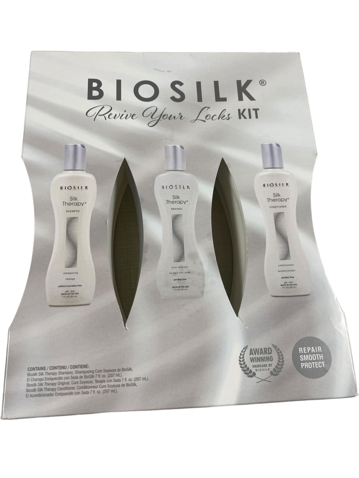 SET DẦU GỘI, DẦU XẢ, DẦU DƯỠNG TÓC BIOSILK REVIVE YOUR LOCKS KIT ( 3 CHAI x 207ML )