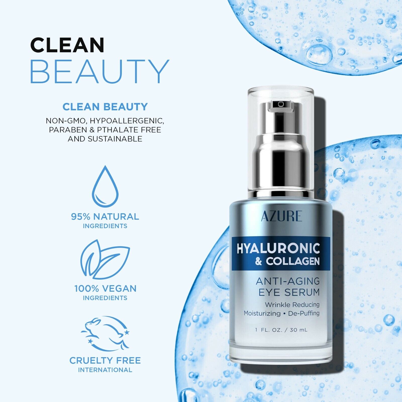 SERUM CHỐNG LÃO HÓA DA MẮT AZURE HYALURONIC & COLLAGEN ANTI-AGING EYE SERUM 30ML