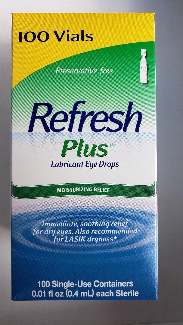 NƯỚC MẮT NHÂN TẠO LÀM DỊU NGAY TÌNH TRẠNG KHÔ MẮT, MỎI MẮT, CỘM MẮT REFRESH PLUS LUBRICANT EYE DROPS ( HỘP 100 ỐNG NHỎ x 0.4ML ) PHÙ HỢP CHO NGƯỜI SỬ DỤNG KÍNH ÁP TRÒNG THƯỜNG XUYÊN