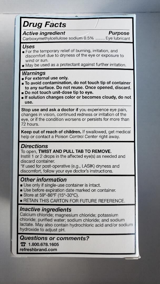 NƯỚC MẮT NHÂN TẠO LÀM DỊU NGAY TÌNH TRẠNG KHÔ MẮT, MỎI MẮT, CỘM MẮT REFRESH PLUS LUBRICANT EYE DROPS ( HỘP 100 ỐNG NHỎ x 0.4ML ) PHÙ HỢP CHO NGƯỜI SỬ DỤNG KÍNH ÁP TRÒNG THƯỜNG XUYÊN