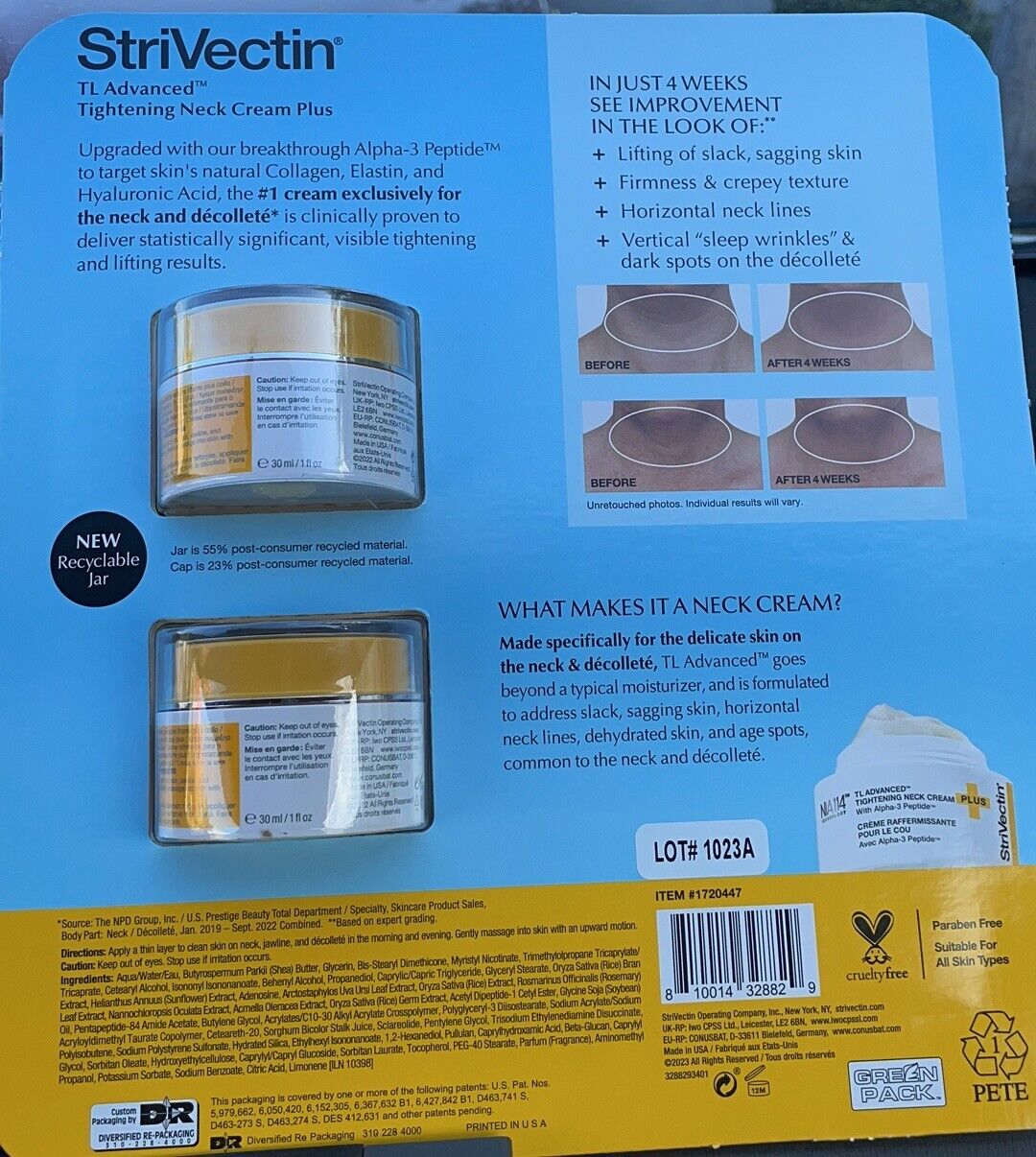 SET KEM DƯỠNG LÀM SĂN CHẮC DA VÙNG CỔ STRIVECTIN TL ADVANCED TIGHTENING NECK CREAM PLUS 2 HỘP x 30ML