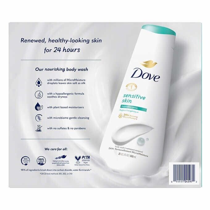 SET SỮA TẮM DƯỠNG ẨM DÀNH CHO DA NHẠY CẢM DOVE SENSITIVE SKIN BODY WASH ( 3 CHAI x 680ML )
