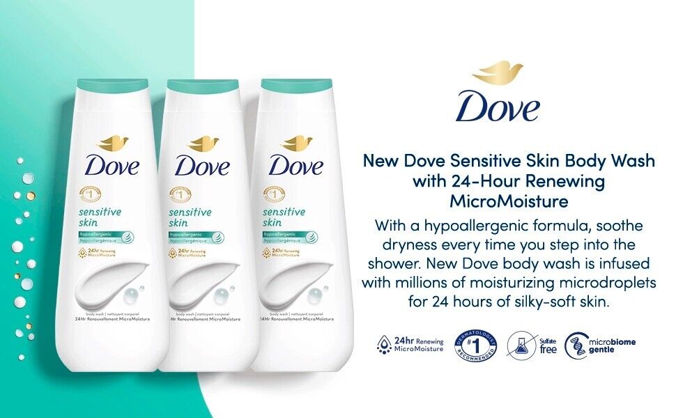 SET SỮA TẮM DƯỠNG ẨM DÀNH CHO DA NHẠY CẢM DOVE SENSITIVE SKIN BODY WASH ( 3 CHAI x 680ML )