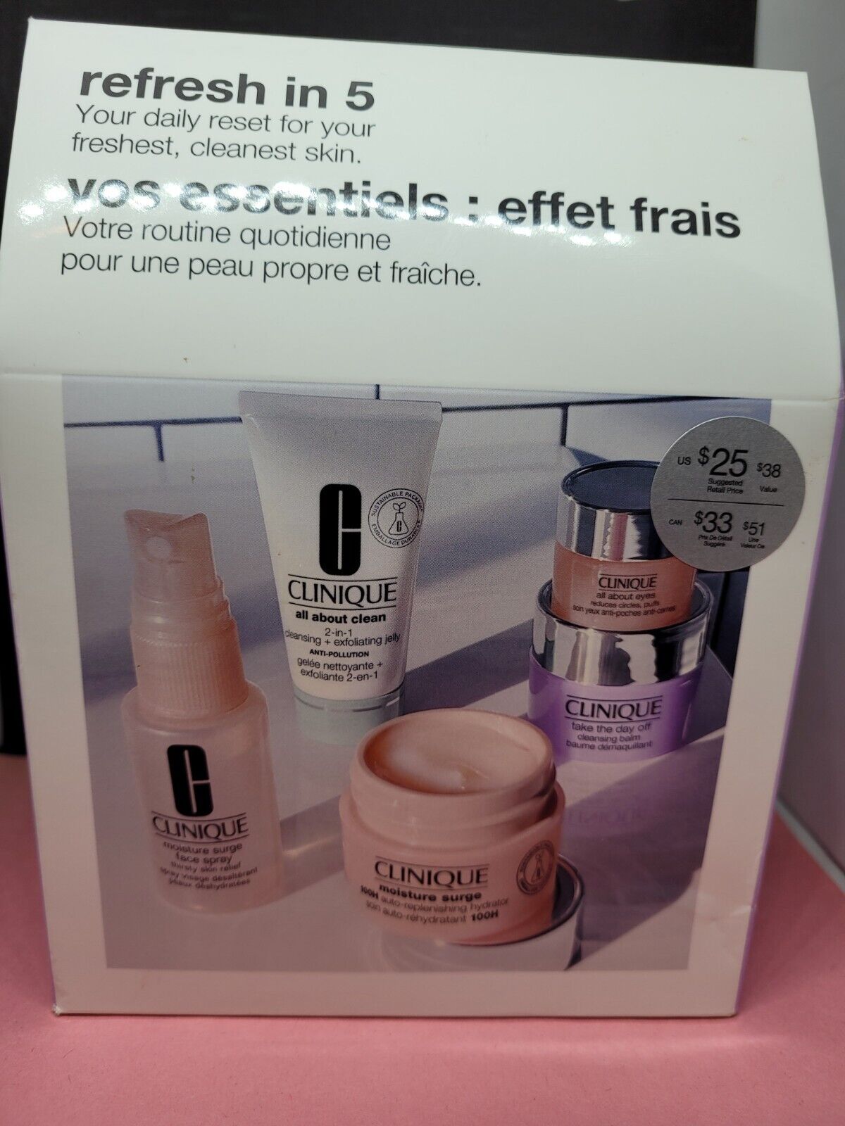 BỘ 5 SẢN PHẨM CHĂM SÓC DA TẨY TRANG VÀ DƯỠNG ẨM CLINIQUE REFRESH IN 5 ( SÁP TẨY TRANG 2 TRONG 1 CLINIQUE 2 IN 1 CLEANSNG + EXFOLIATING JELLY 30ML,  SỮA RỬA MẶT TẨY TẾ BÀO CHẾT HẰNG NGÀY CLINIQUE 2IN1 CLEANSING + EXFOLIATING JELLY,