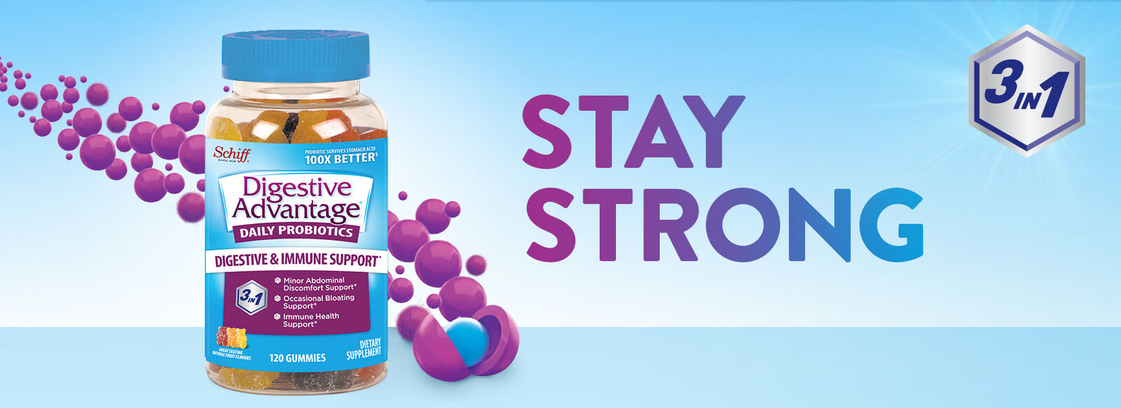 KẸO DẺO HỖ TRỢ TIÊU HÓA CHO TRẺ EM TỪ 3 TUỔI TRỞ LÊN VÀ NGƯỜI LỚN SCHIFF DIGESTIVE ADVANTAGE DAILYPOBIOTICS