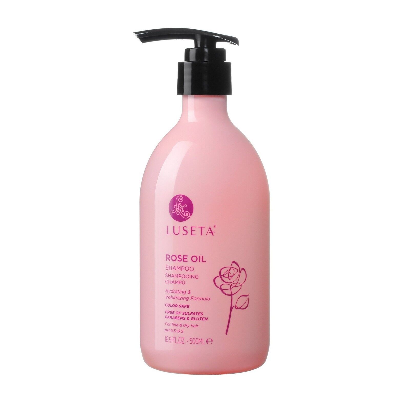 DẦU GỘI DƯỠNG ẨM TĂNG ĐỘ PHỒNG CHO TÓC VỚI CHIẾT XUẤT HOA HỒNG, LUSETA ROSE OIL SHAMPOO HYDRATING & VOLUMIZING FORMULA 500ML