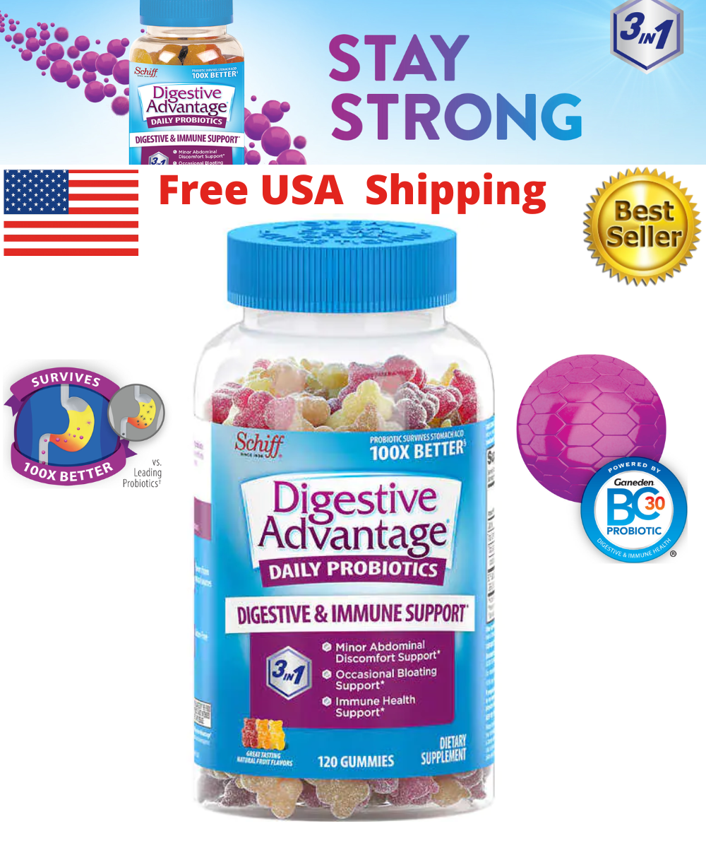 KẸO DẺO HỖ TRỢ TIÊU HÓA CHO TRẺ EM TỪ 3 TUỔI TRỞ LÊN VÀ NGƯỜI LỚN SCHIFF DIGESTIVE ADVANTAGE DAILYPOBIOTICS