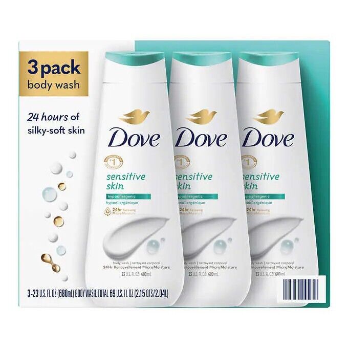 SET SỮA TẮM DƯỠNG ẨM DÀNH CHO DA NHẠY CẢM DOVE SENSITIVE SKIN BODY WASH ( 3 CHAI x 680ML )