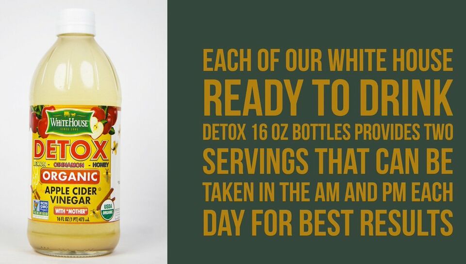 NƯỚC UỐNG THẢI ĐỘC, THANH LỌC CƠ THỂ VỚI GIẤM TÁO . CHANH, QUẾ VÀ MẬT ONG HỮU CƠ VÀ KHÔNG BIẾN ĐỔI GEN WHITE HOUSE DETOX ORGANIC APPLE CIDER VINEGAR CHAI 473ML