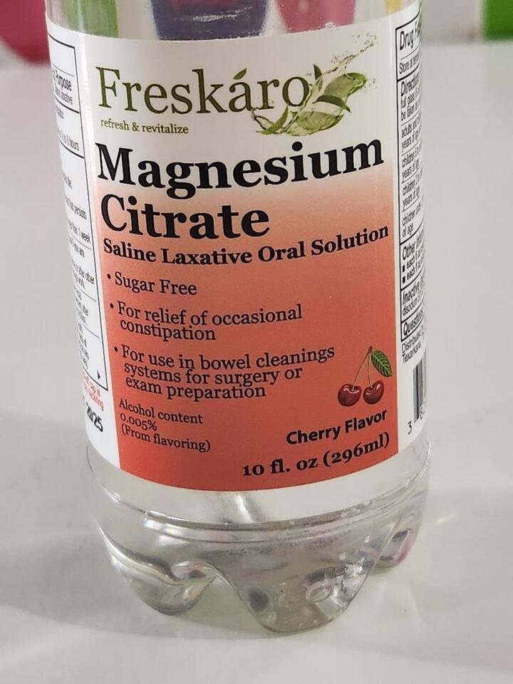 DUNG DỊCH NƯỚC MUỐI DẠNG UỐNG, KHÔNG ĐƯỜNG VỊ ANH ĐÀO,  GIÚP NHUẬN TRÀNG, GIẢM TÁO BÓN, LÀM SẠCH ĐƯỜNG RUỘT FRESKARO MAGNESIUM CITRATE  CHAI 296ML