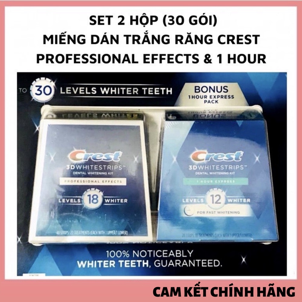 Miếng Dán Trắng Răng CREST 3DWHITESTRIPS 30 LEVELS WHITER TEETH