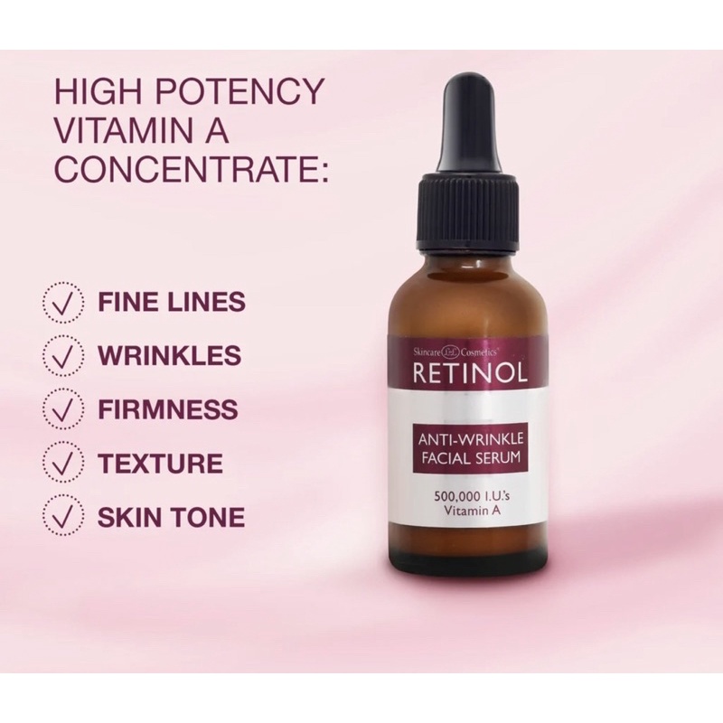 Serum Retinol chống lão hoá, dưỡng trắng sáng và săn chắc da SKINCARE COSMETICS RETINOL VITAMIN ENRICHED ANTI-WRINKLE FACIAL SERUM 30ML