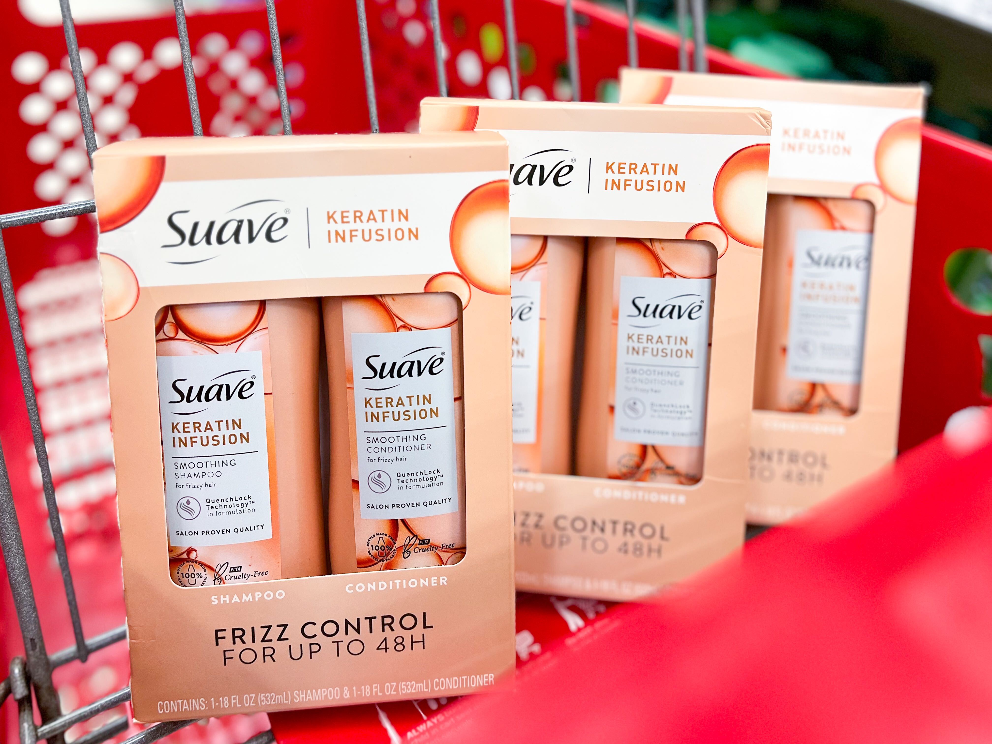 CẶP DẦU GỘI, XẢ PHỤC HỒI GIÚP TÓC SUÔN MƯỢT, BỔ SUNG KERATIN, LÝ TƯỞNG CHO TÓC XOĂN, TÓC KHÔ VÀ XƠ RỐI, SUAVE KERATIN INFUSION SMOOTHING FOR FRIZZY HAIR ( 1 CHAI DẦU GỘI SMOOTHING SHAMPOO 532ML + 1 CHAI DẦU XẢ SMOOTHING CONDITIONER 532ML )