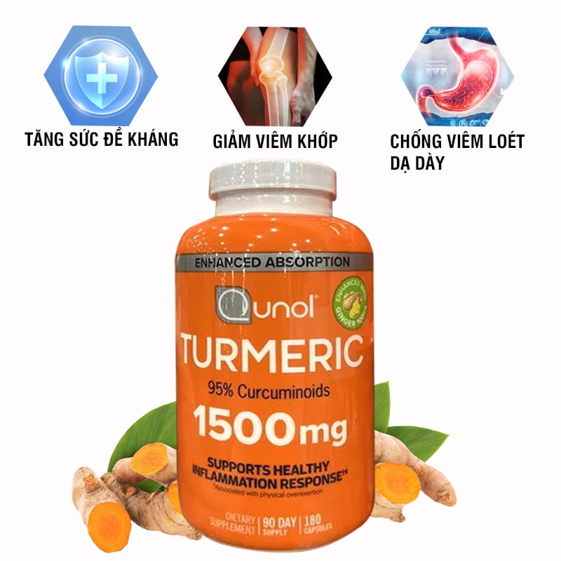 Viên Uống Tinh Chất Nghệ Qunol Turmeric 1500mg Hộp 180 Viên