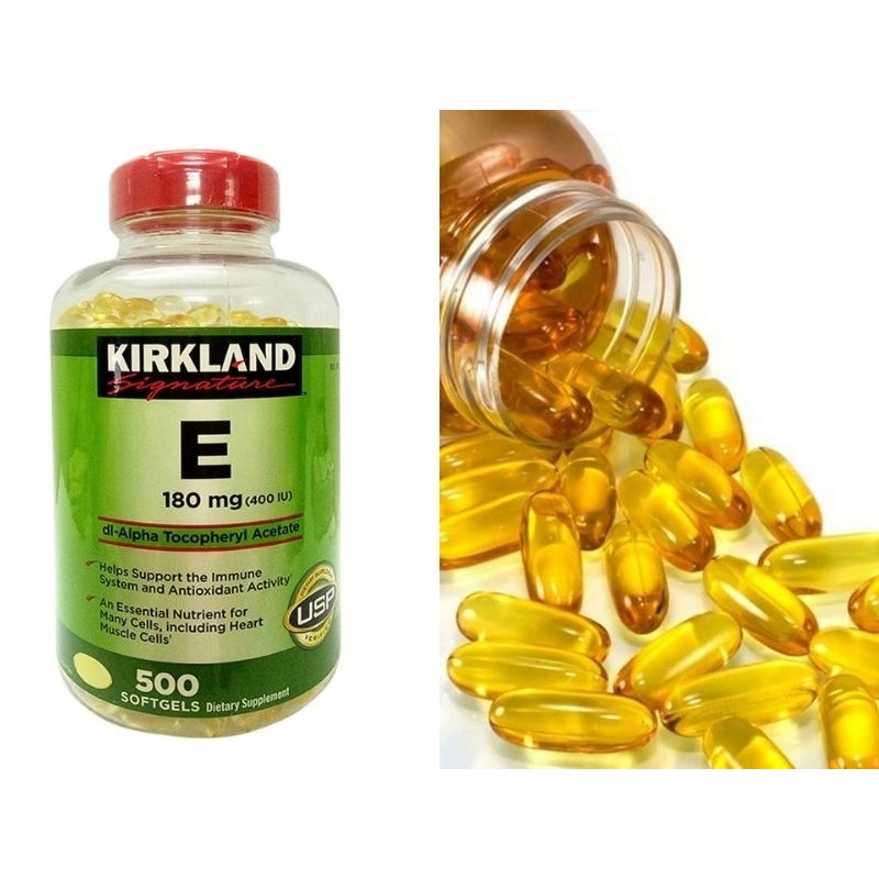 VIÊN UỐNG BỔ SUNG VITAMIN E CHỐNG LÃO HÓA HỖ TRỢ LÀM ĐẸP DA, KIRKLAND SIGNATURE E 180MG ( 400 IU ) HỘP 500 VIÊN NANG MỀM