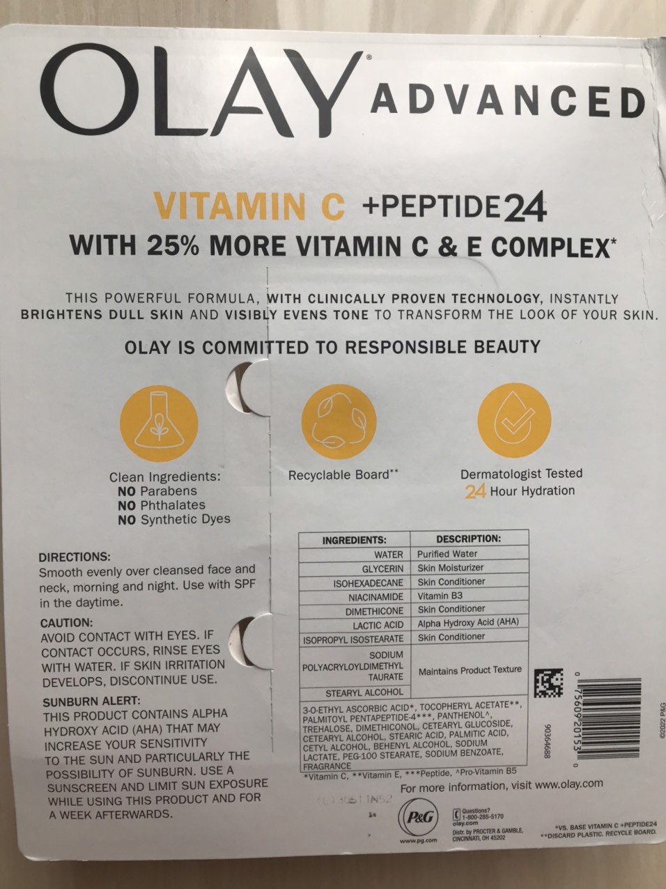 SET KEM DƯỠNG ẨM NĂNG CAO NGÀY VÀ ĐÊM LÀM TRẮNG DA VÀ CHỐNG LÃO HÓA OLAY ADVANCED VITAMIN C + PEPTIDE 24 ( 2 HỘP x 48G )