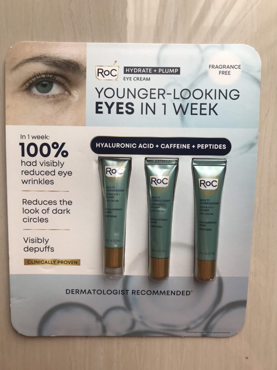 KEM DƯỠNG DA MẮT ROC HYDRATE+PLUMP EYE CREAM YOUNGER-LOOKING EYES IN 1 WEEK ( TUÝP x 17.7ML ) )