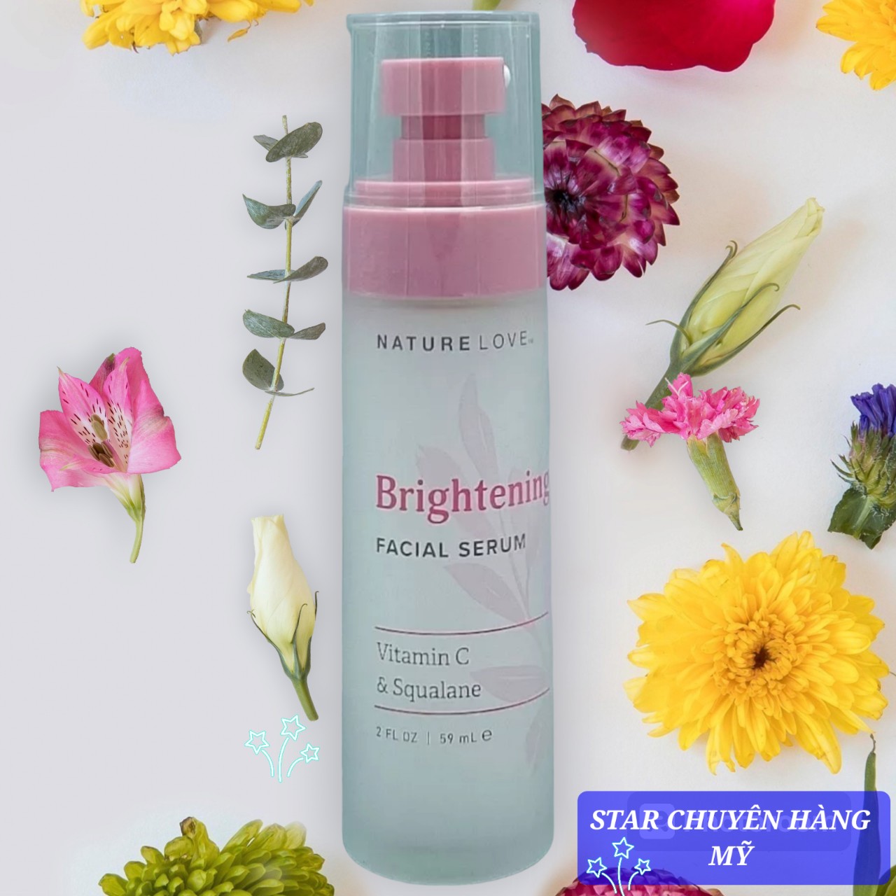 SERUM DƯỠNG ẨM CHỐNG OXY HÓA VÀ LÀM SÁNG DA NATURE LOVE BRIGHTENING FACIAL SERUM VITAMIN C & SQUALANE ( CHAI 59ML )