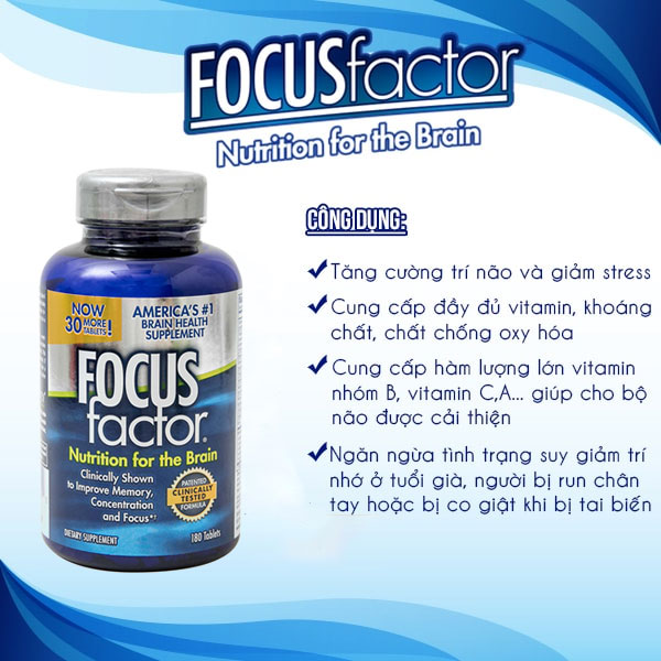 Viên Uống Bổ Não FOCUS FACFOR NUTRITION FOR THE BRAIN 180 viên