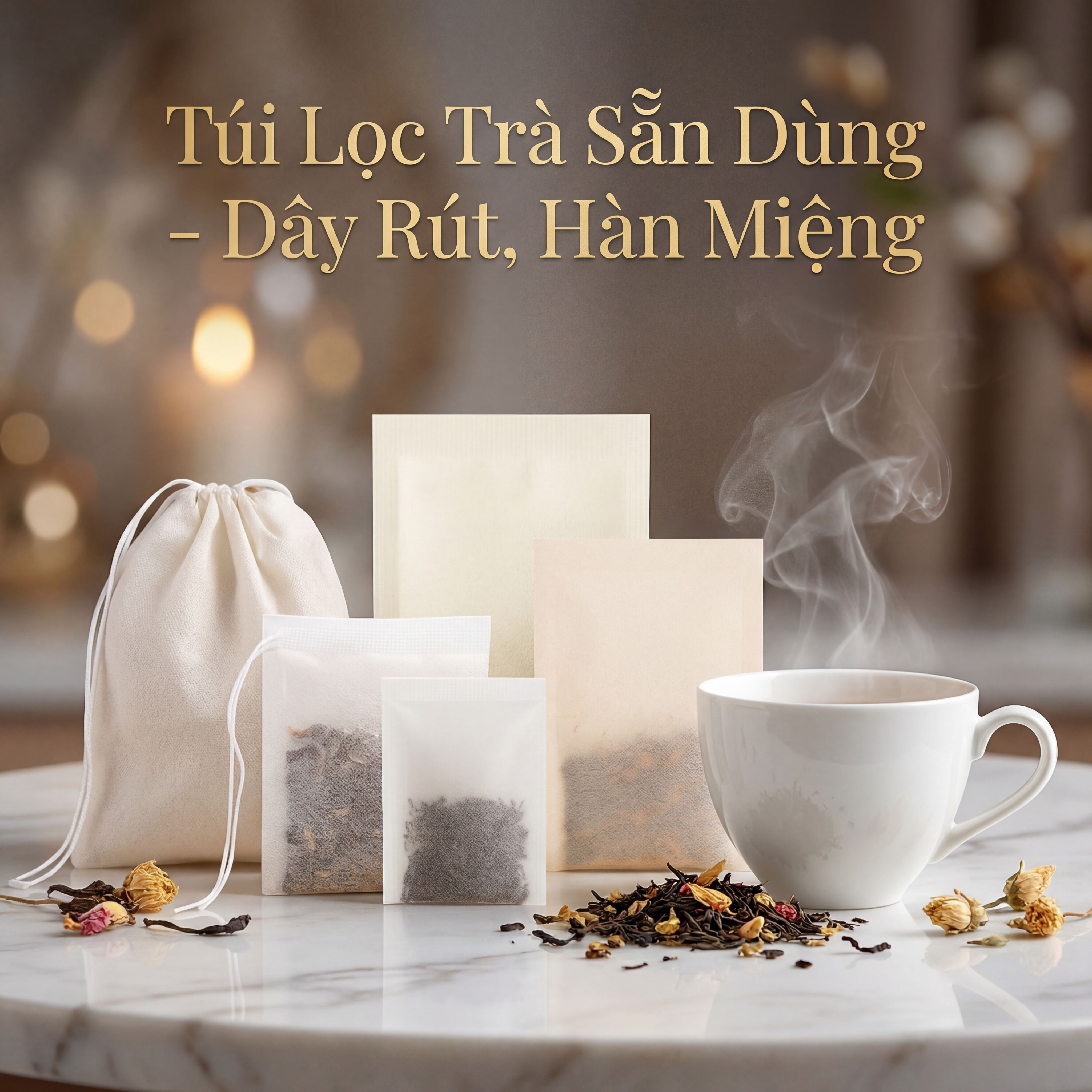 Túi lọc trà thủ công - Dây rút và hàn miệng
